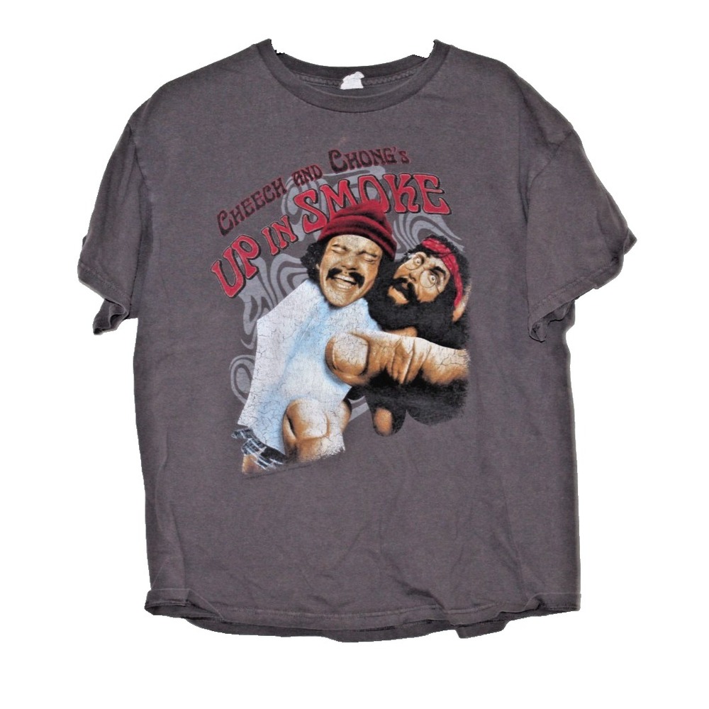 Cheech & Chong Up In Smoke T-Shirt Mens L Gray Good Vintage Movie Graphic Tee